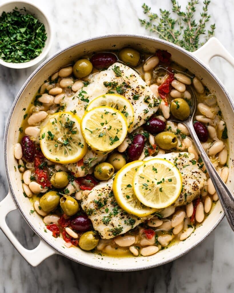 Mediterranean Fish and White Bean Skillet Recipe
