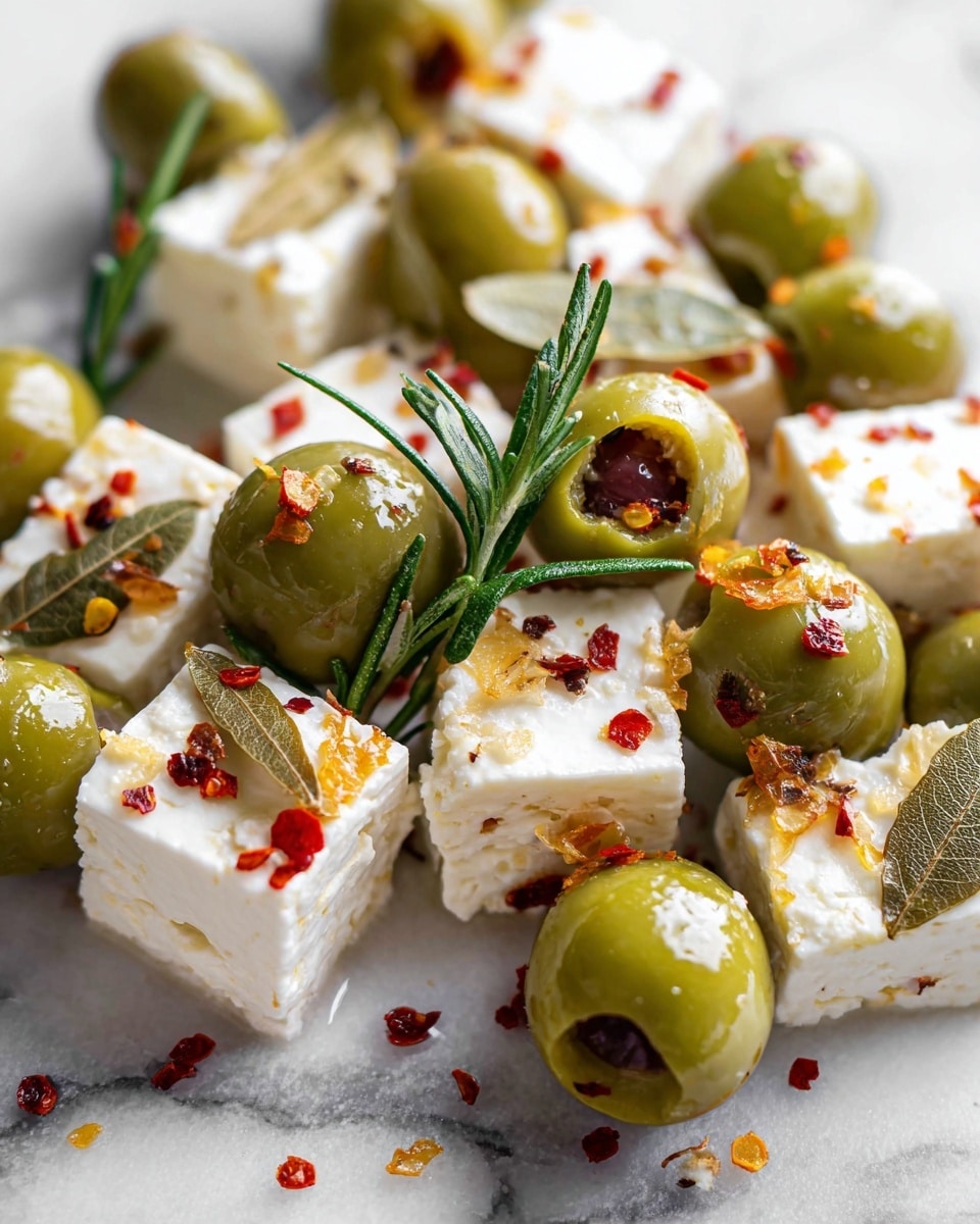 A white pan filled with a layer of golden yellow oil, scattered with large orange and yellow citrus peels spread across the surface. Whole cloves of white garlic float gently among several sprigs of fresh green rosemary. Small, dark red chili flakes are sprinkled evenly over the oil and ingredients, adding texture and color contrast. A single pale green bay leaf lies flat near the center. The pan rests on a white marbled surface. Photo taken with an iphone --ar 4:5 --v 7