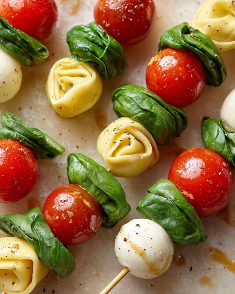 Easy Tortellini Caprese Skewers with Balsamic Dressing Recipe