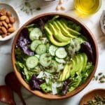Simple Green Salad with Lemon Vinaigrette, Roasted Tamari Almonds, and Fresh Toppings Recipe