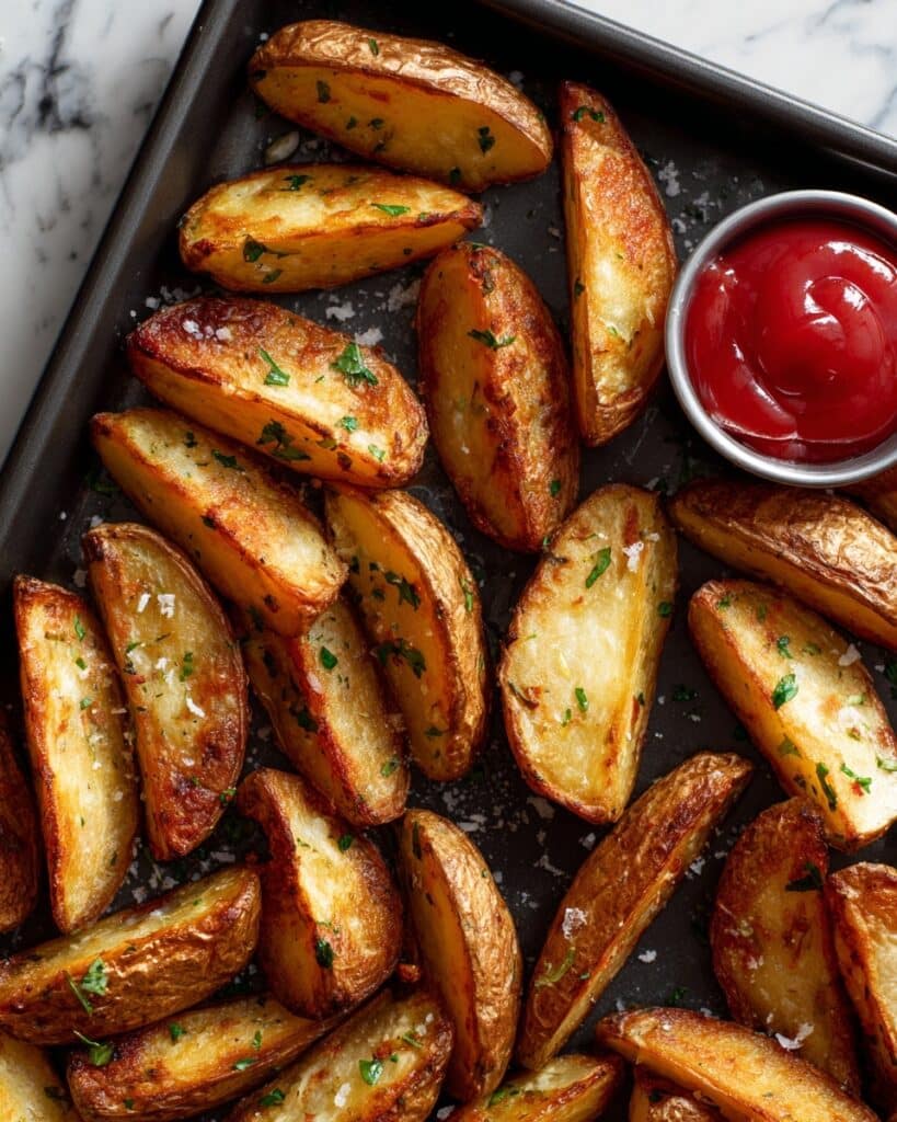 Baked Garlic Parmesan Potato Wedges Recipe