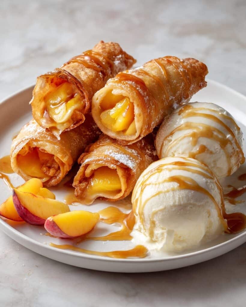 Peach Cobbler Egg Rolls Recipe