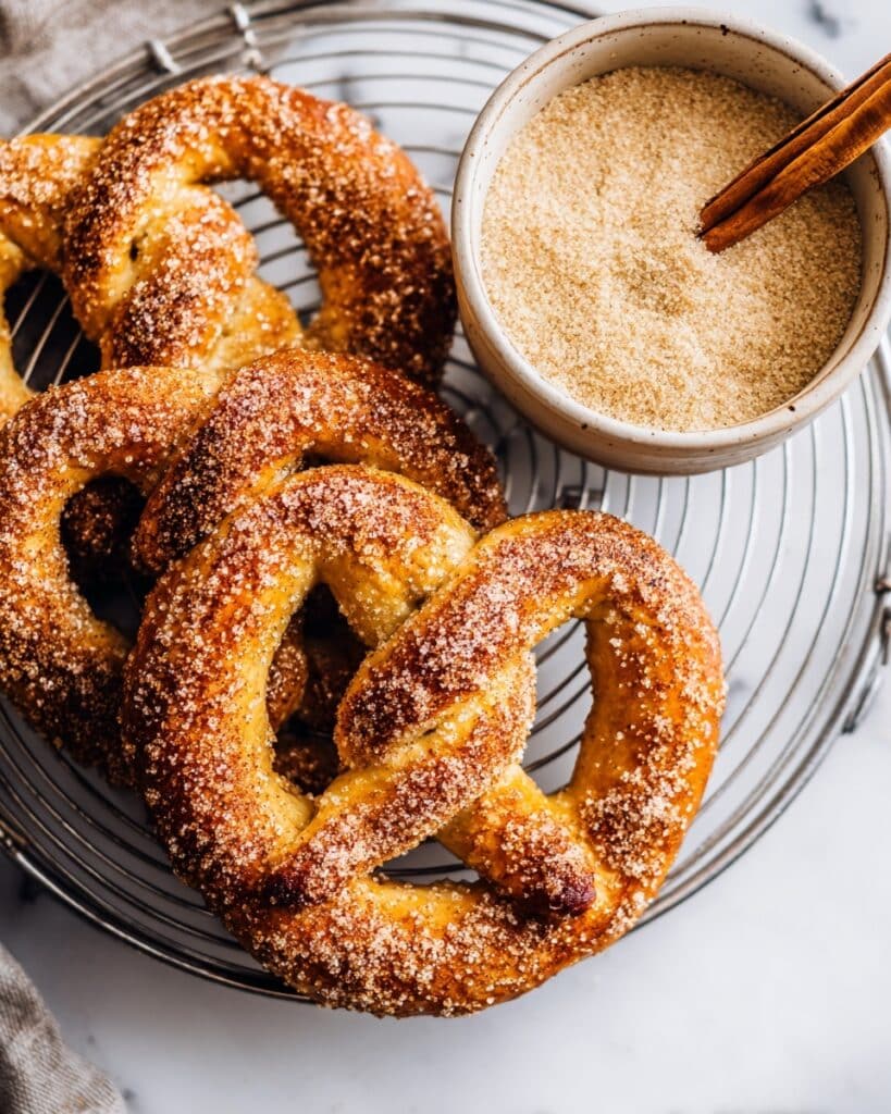 Cinnamon Sugar Soft Pretzels with Cream Cheese Dip Recipe