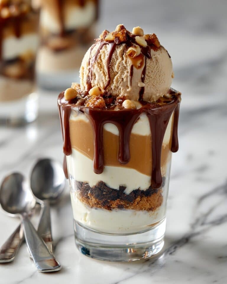Loaded Brownie Cheesecake Cups with Chocolate Ganache and Caramel Drizzle Recipe