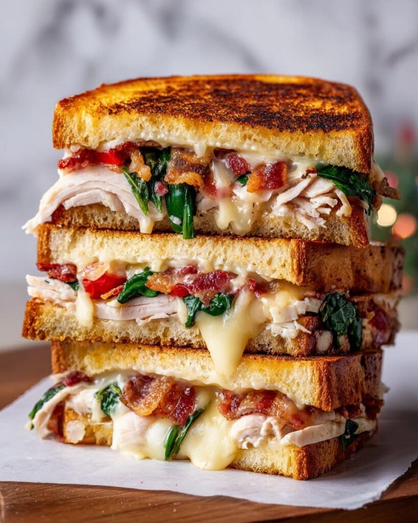 Turkey Melt with Cheddar, Spinach, and Bacon Recipe