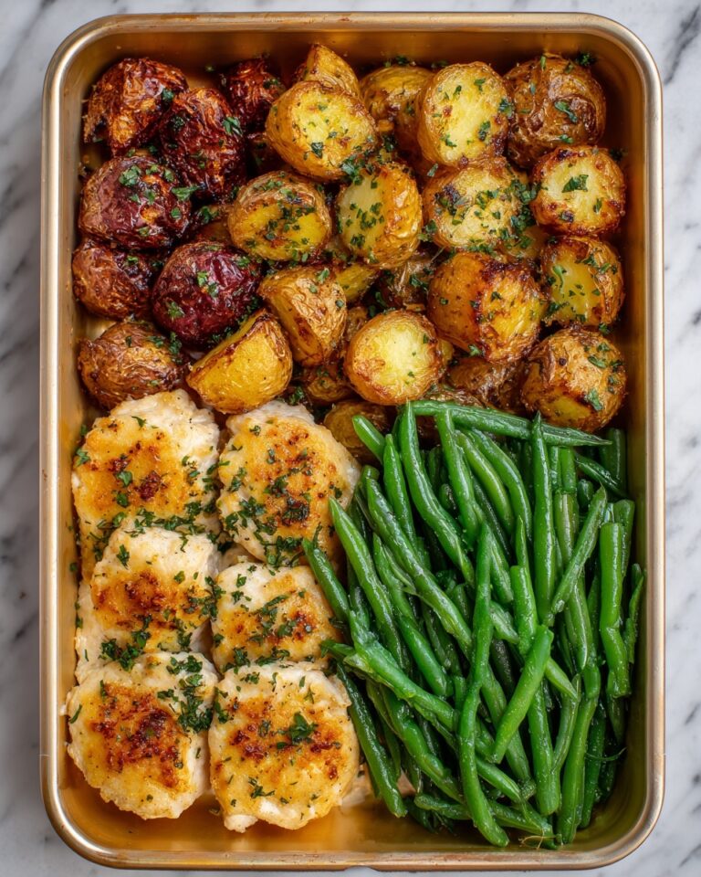 Parmesan Crusted Chicken with Roasted Potatoes and Green Beans Recipe
