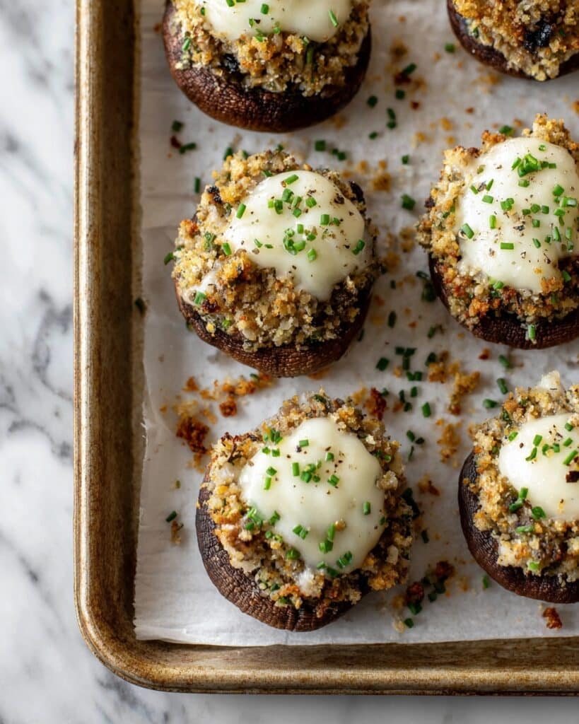 Stuffed Portobello Mushrooms with Cheesy Breadcrumb Filling Recipe