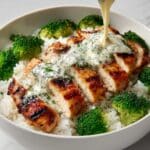 Grilled Chicken Broccoli Bowls with Creamy Garlic Sauce Recipe
