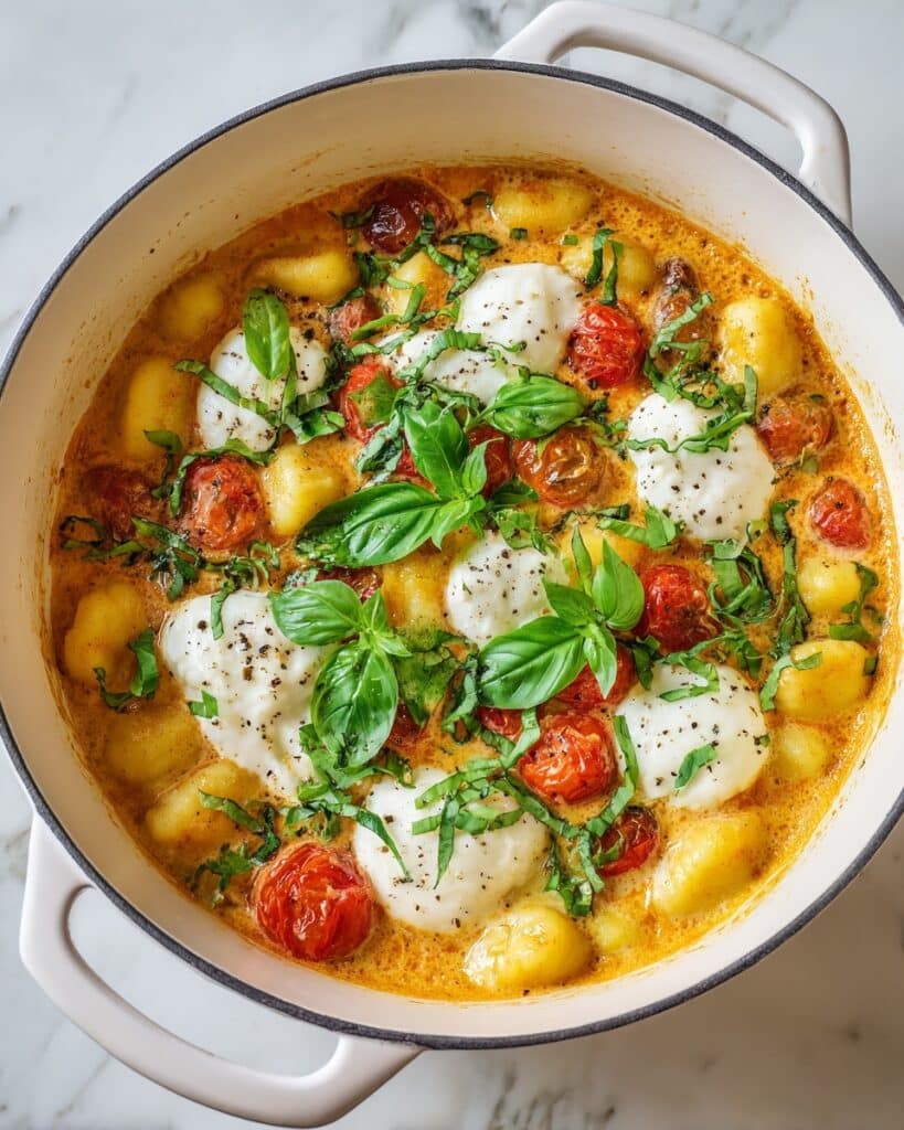 30-Minute Creamy Tomato Gnocchi with Burrata Recipe
