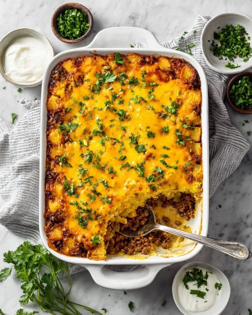 Ground Beef Potato Casserole (Easy + Cheesy!) Recipe