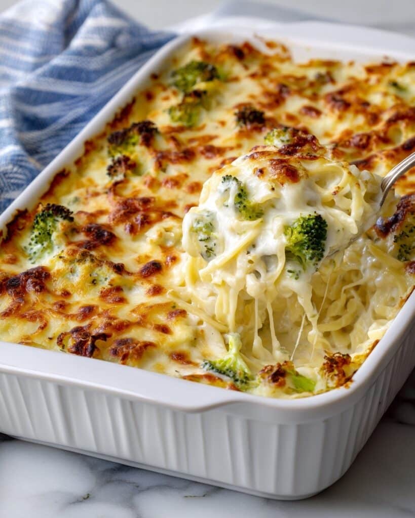 Cheesy Broccoli Chicken Spaghetti Casserole Recipe