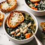 White Bean Kale Soup with Parmesan Toast Recipe