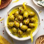 Easy Blue Cheese Stuffed Olives with Lemony Infused Oil Recipe