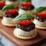Mediterranean Brie Cracker Sandwich Bites Recipe