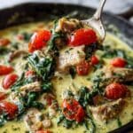 Creamy Pesto Chicken with Roasted Tomatoes & Spinach Recipe