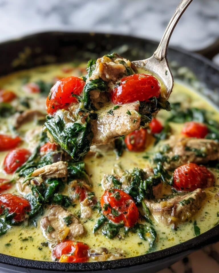 Creamy Pesto Chicken with Roasted Tomatoes & Spinach Recipe