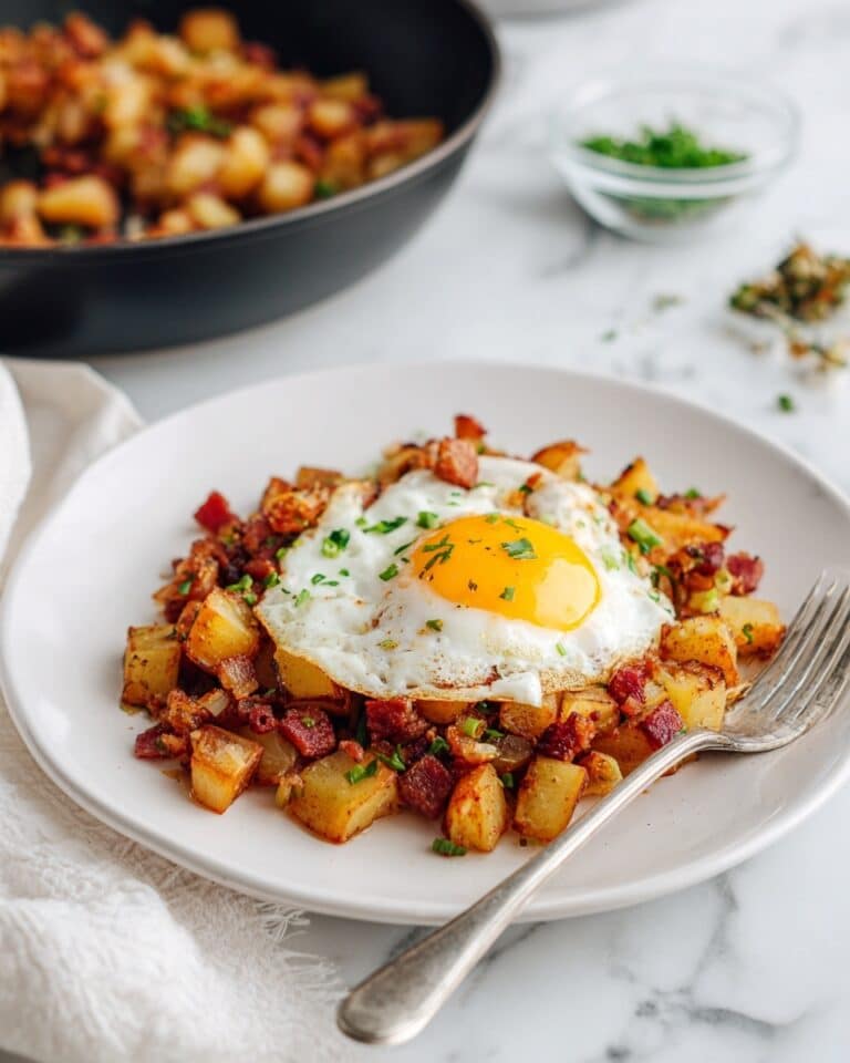 Corned Beef Hash with Fried Eggs and Green Bell Pepper Recipe