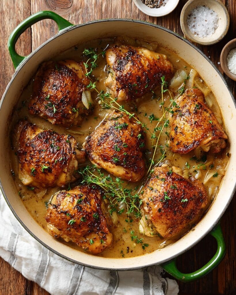 Braised Chicken with Apple Juice and Herbs Recipe