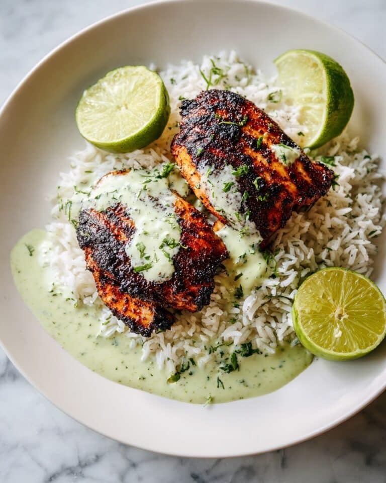 Peruvianish Chicken with Jalapeño Yogurt Sauce and Cilantro Rice Recipe