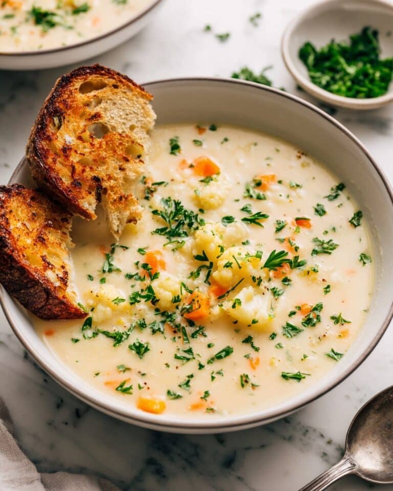 Creamy Cauliflower Soup with Cheddar and Hot Pepper Sauce Recipe