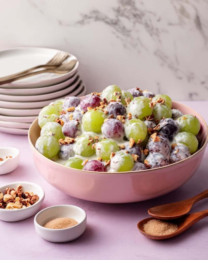 Creamy Grape Salad with Pecans Recipe