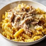 French Onion Stew with Beef, Noodles, and Monterey Jack Cheese Recipe