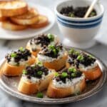 Lentil Caviar on Toasted Baguette Slices Recipe