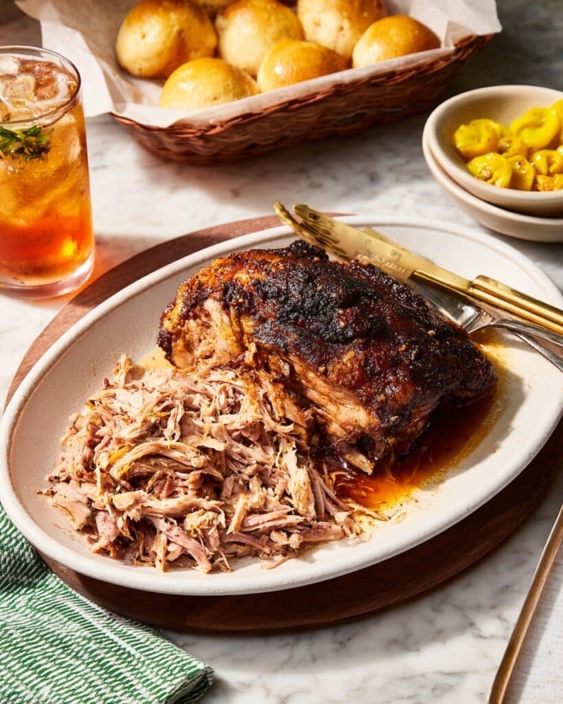 Slow Roasted Pork Shoulder with Dijon and Maple Rub Recipe