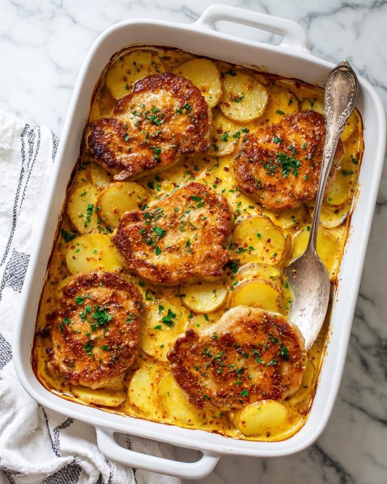 Pork Chops with Scalloped Potatoes in Creamy Gravy Recipe