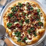 Bacon and Caramelized Onion Pizza with Spinach and Parmesan Cream Sauce Recipe