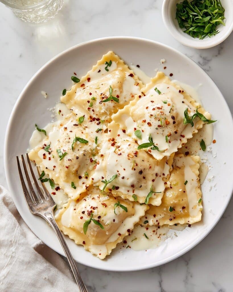 Lobster Ravioli with Creamy Garlic Sage Sauce Recipe