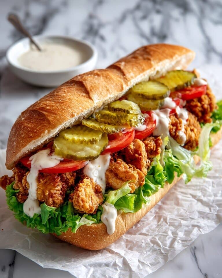 Spicy Fried Chicken Po’Boy Sandwiches with Remoulade Sauce Recipe