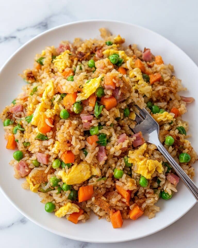Baked Fried Rice with Bacon, Ham, and Scrambled Eggs Recipe