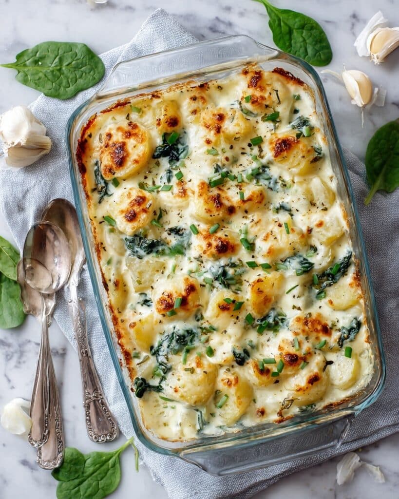Spinach and Potato Casserole with Cheddar Cheese Recipe