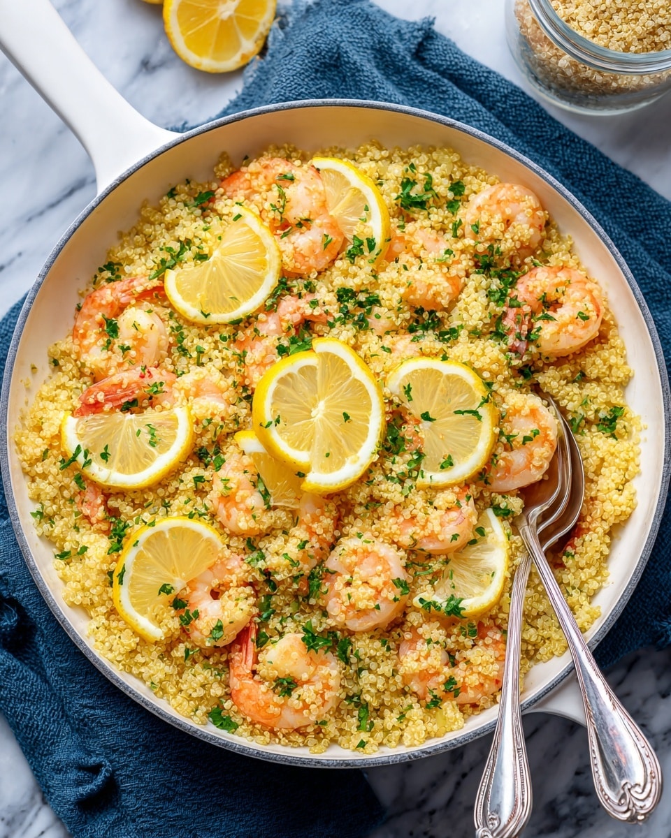 The image shows a dish of creamy broccoli casserole on a white speckled plate. The casserole has two main layers: at the bottom is a soft white layer of cooked quinoa mixed with green broccoli pieces, and on top is a golden brown layer of melted cheese with some crispy edges. A small green thyme sprig lies across the dish. The plate sits on a white marbled surface. Near the plate is a part of a glass of orange-colored drink, a portion of a red pan handle, and a wooden dish with fresh thyme sprigs. A white cloth napkin is slightly visible at the bottom left corner. Photo taken with an iphone --ar 4:5 --v 7