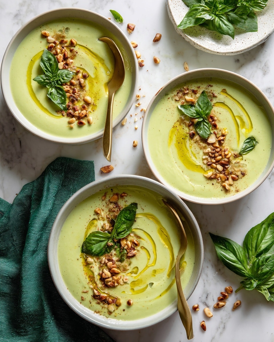 A shallow white bowl contains a smooth pale green dip spread evenly with a slight swirl pattern in the center. On top, a semicircle of golden crunchy crumbs and toasted pine nuts is scattered, accented with a few small green herb leaves. A woman's hand holds the bowl on the left side, while another woman's hand dips a toasted half baguette with a dark browned crust into the dip on the right side. The bowl is placed on a white marbled surface, with a green glass of water and a wooden board holding more bread pieces visible in the blurry background. photo taken with an iphone --ar 4:5 --v 7
