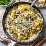 Miso Butter Pasta with Sautéed Mushrooms and Vegan Parmesan Recipe