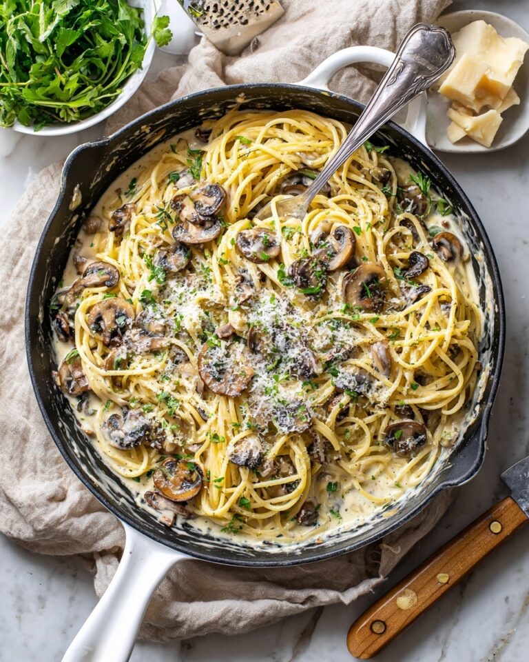 Miso Butter Pasta with Sautéed Mushrooms and Vegan Parmesan Recipe