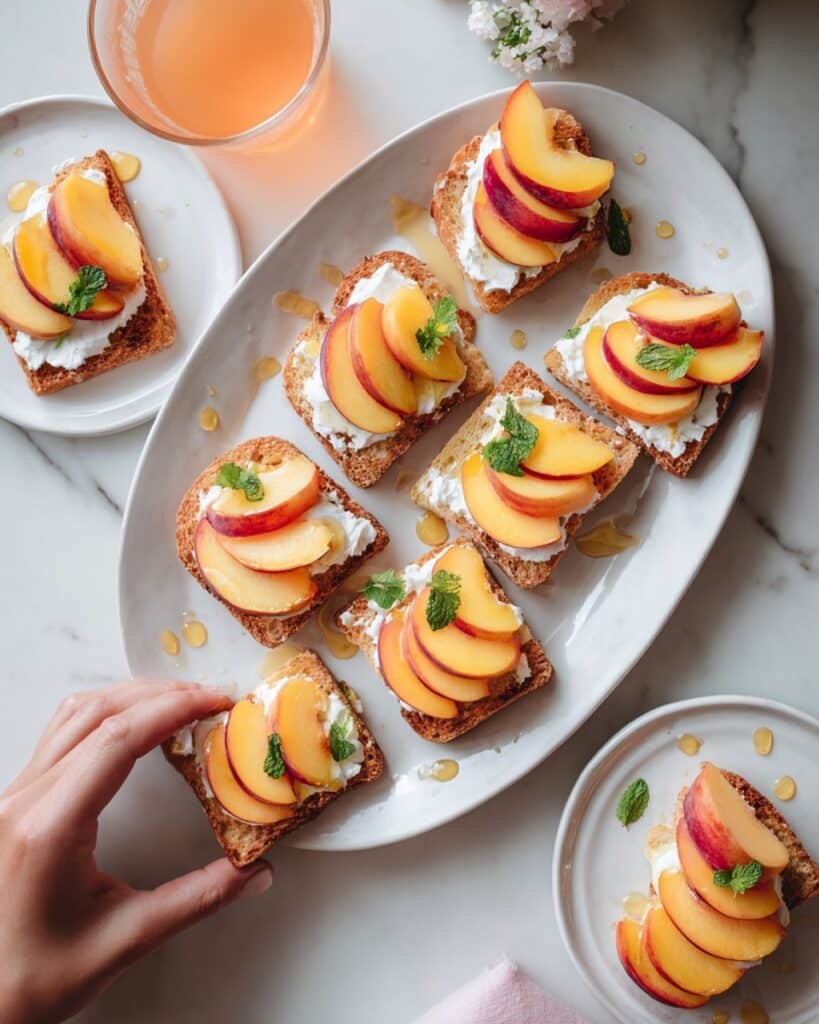 Whipped Cottage Cheese and Hot Honey Peach Crostini Recipe