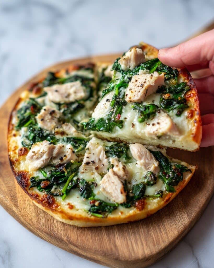 Chicken and Spinach Naan Bread Pizza Recipe