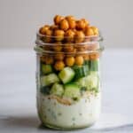 Cottage Cheese Snack Jar with Cucumber and Crunchy Chickpeas Recipe