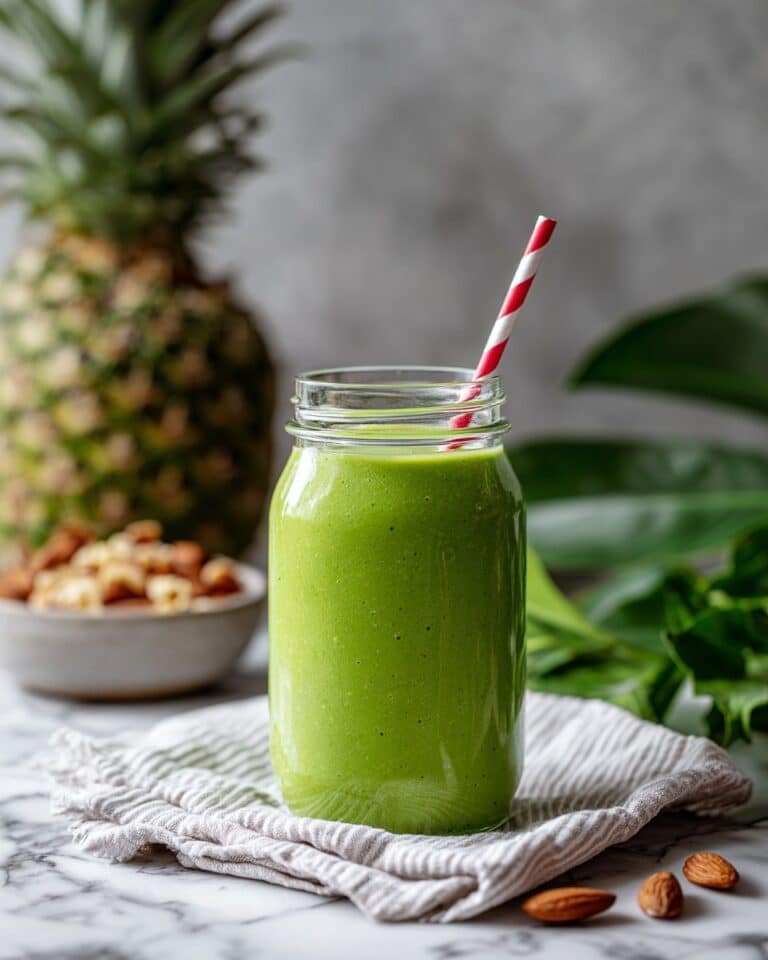 Tropical Smoothie with Coconut Water, Mango, Pineapple, and Spinach Recipe