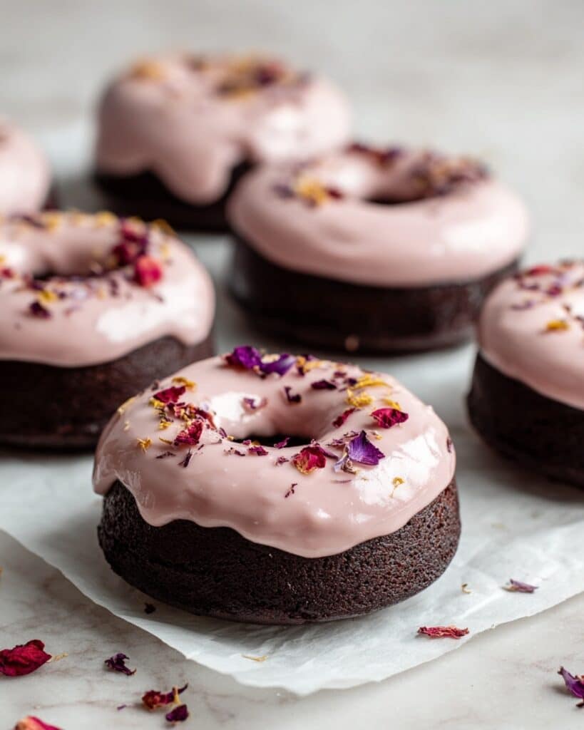Vegan Chocolate Donuts with Rose Glaze Recipe
