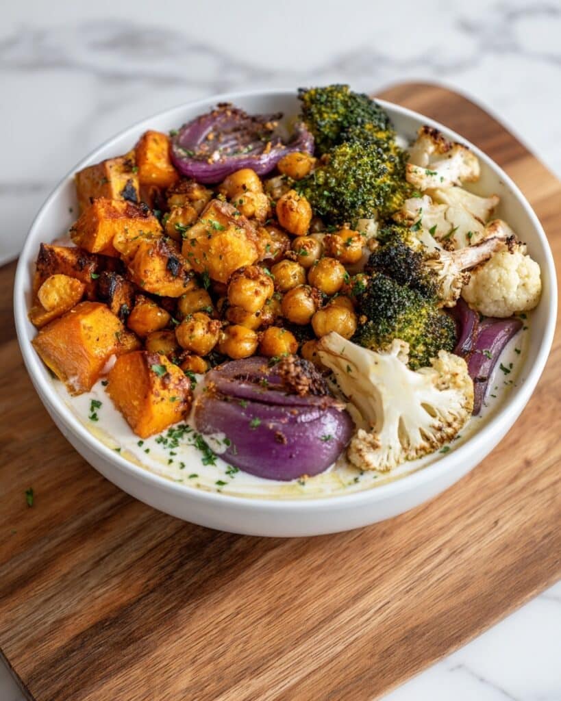 Roasted Vegetables with Creamy Tahini-Yogurt Dressing Recipe
