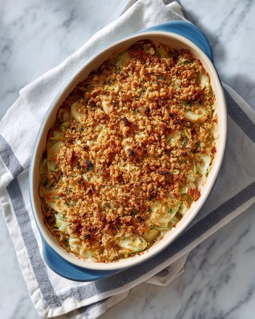 Cheesy Baked Cabbage Casserole with Parmesan and Breadcrumb Topping Recipe