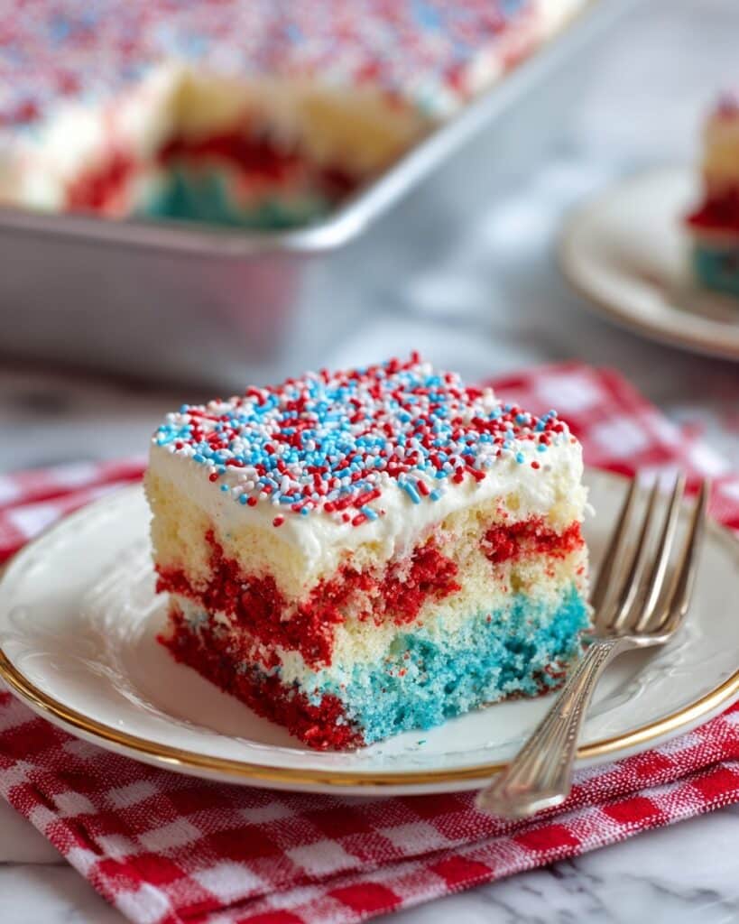 Red White and Blue Jello Poke Cake Recipe