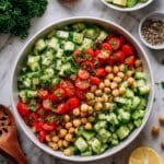 Chickpea Salad with Fresh Vegetables and Lemon Vinaigrette Recipe