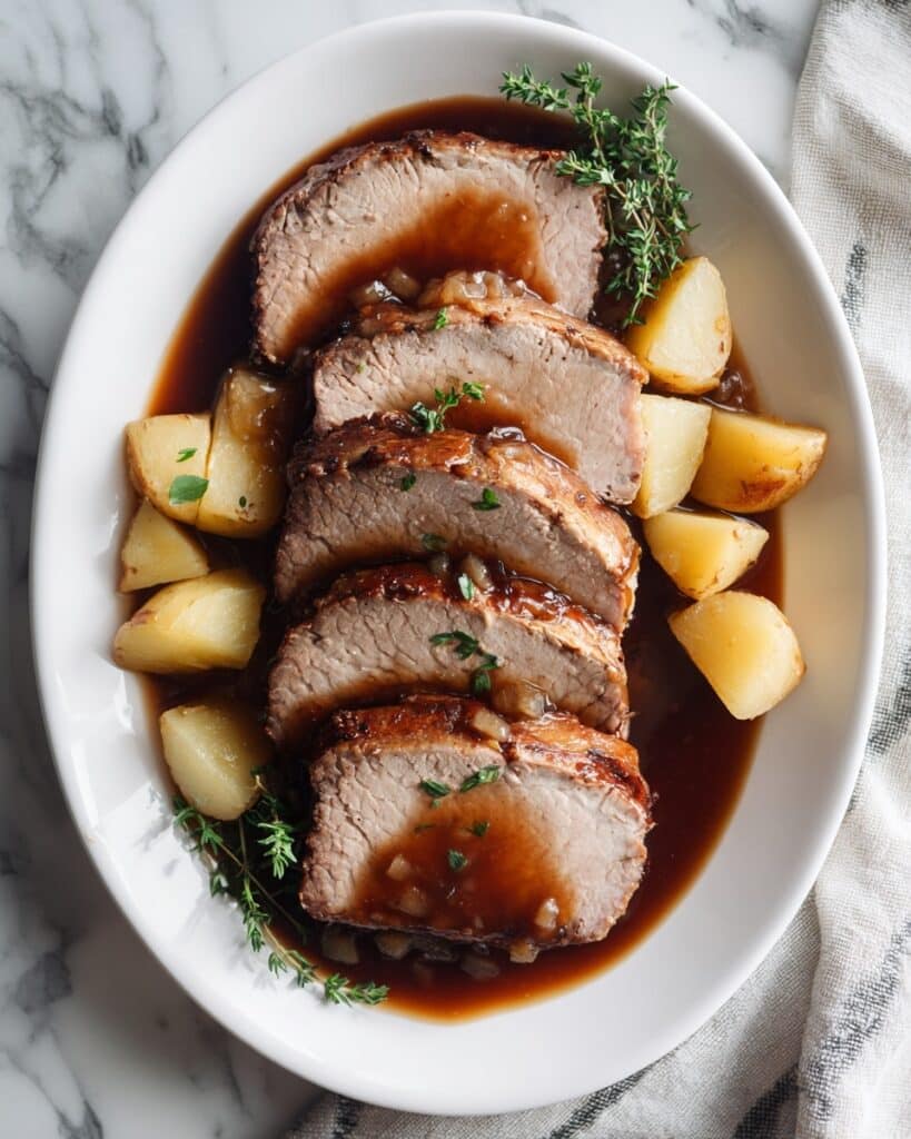Tender Slow Cooker Apple Cider Pork Loin with Honeycrisp Apples Recipe