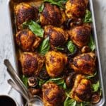 Oven Baked Balsamic Chicken Thighs with Mushrooms and Herb Drizzle Recipe