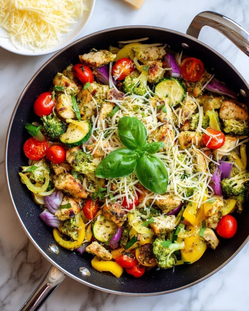 One Pan Pesto Chicken and Veggies Recipe